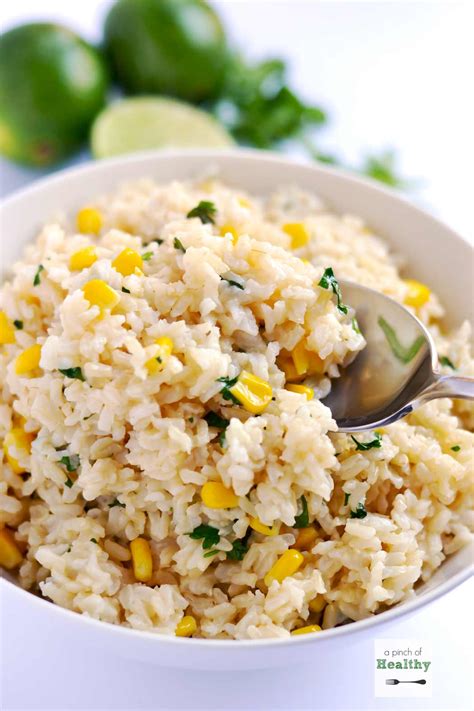 · combine the rinsed and drained rice with water—we're working with a ratio . Cilantro Lime Rice (or cilantro lime brown rice) - A Pinch ...