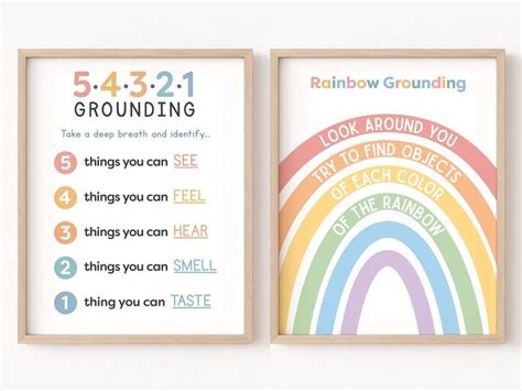 54321 Grounding Technique Poster Rainbow Grounding Printable Etsy In