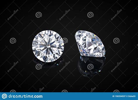 Diamond Isolated On Black Background Luxury Colorless Transparent