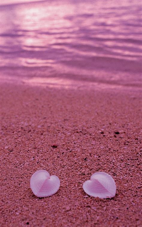 Download Wallpaper 800x1280 Seashells Beach Heart Sand Pink Samsung
