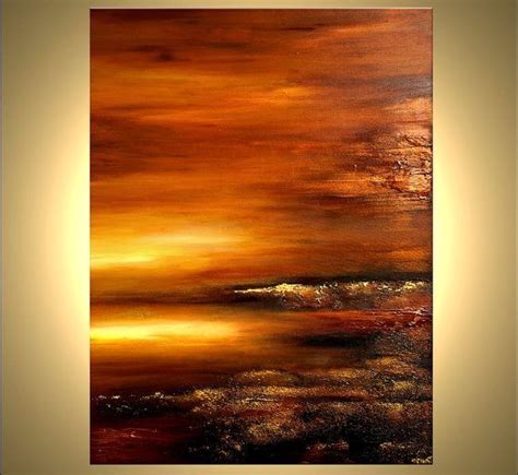 Original Contemporary Abstract Landscape Painting Textured Acrylic Gold