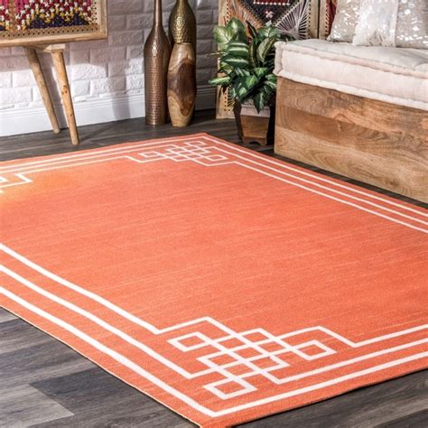 Nourison bubbly 5'3 x 7'5 indoor/outdoor area rug in orange. Shop nuLOOM Orange Indoor/Outdoor Contemporary Eternity ...