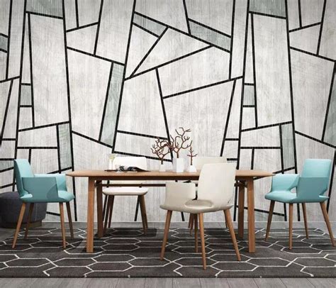 3d Abstract Line Geometric Shape Wallpaper Removable Self Etsy