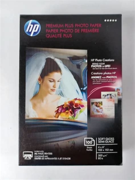 Hp Premium Plus Photo Paper 80 Lbs Soft Gloss 4 X 6 100 Sheetspack