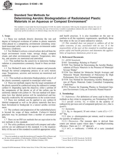 Astm D Standard Test Methods For Determining Aerobic Biodegradation Of