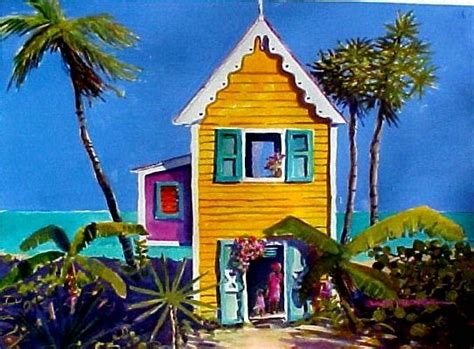 Caribbean Art Canary Yellow House In Haiti