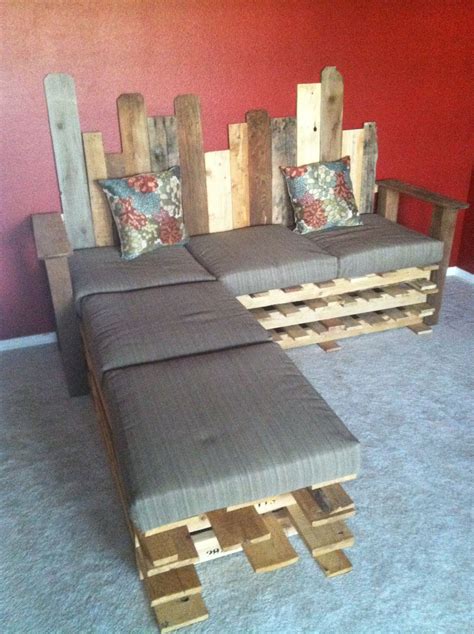 Diy Pallet Couch With Chaise Lounge Pallette Furniture Couch With