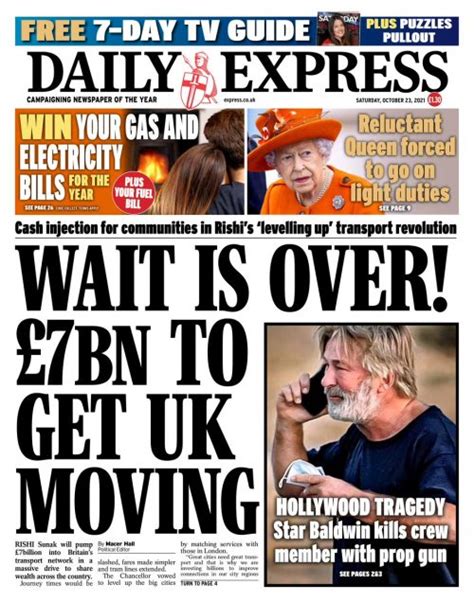 Daily Express Front Page 23rd Of October 2021 Tomorrows Papers Today