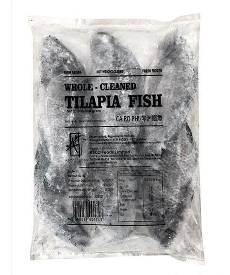 Asean Seas Frozen Tilapia Fish Gutted 300 500g 10 Glaz 225kg