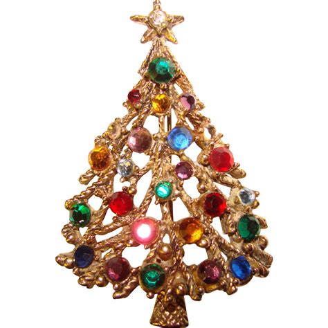 Fabulous Christmas Tree Vintage Rhinestone Brooch From Jewelpigs On
