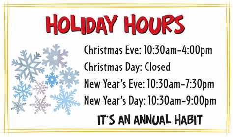 Business Hours Sign Template Free Fresh Habit Holiday Hours | Business ...