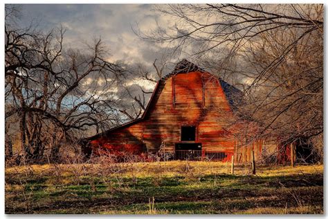 Red Barn Photograph Rustic Barn Landscape Old Red Barn Print Rustic