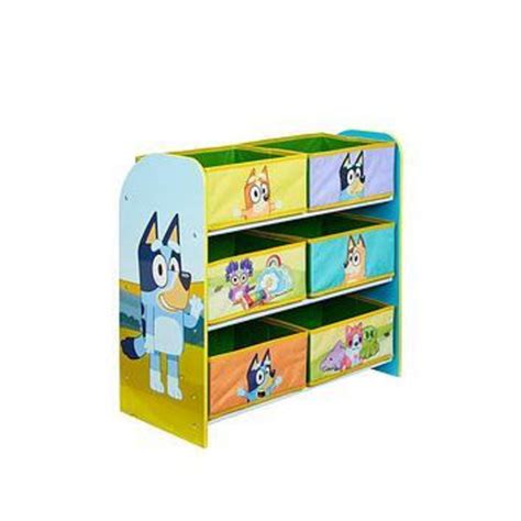 Bluey Kids Bedroom Toy Storage Unit With 6 Fabric Storage Boxes By Very