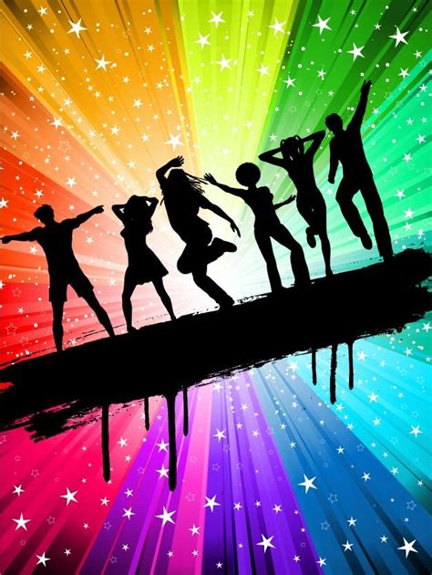 Download Silhouettes Of People Dancing On A Starry Multi Coloured