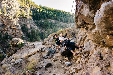 Rock Climbing Couple Adventurous Couple Celebrate Again