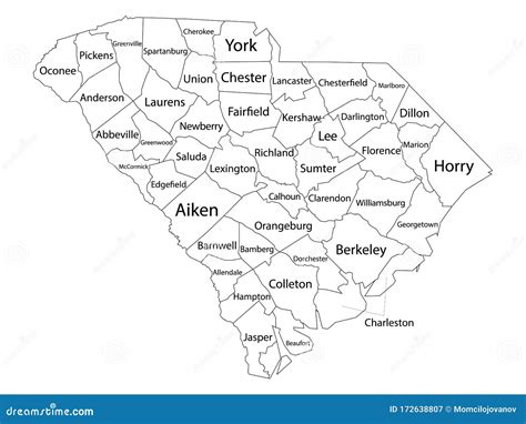 Mapa Del Estado De Carolina Del Sur En Estados Unidos Ilustración Del