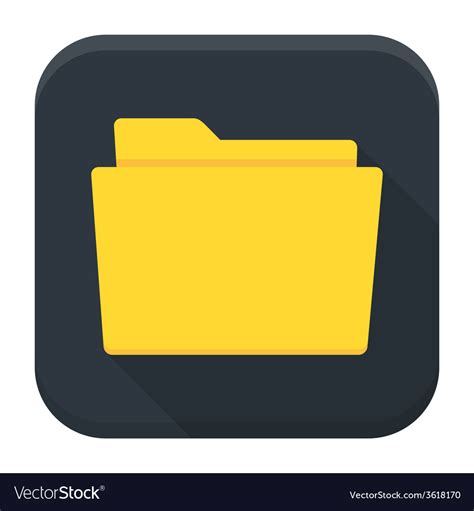 Empty Folder With Paper Flat App Icon With Long Vector Image