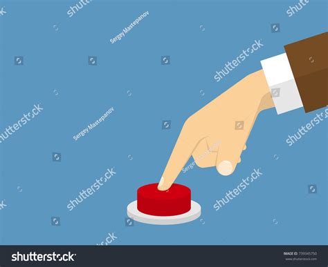 Hand Pressing Button Flat Design Style Stock Vector Royalty Free
