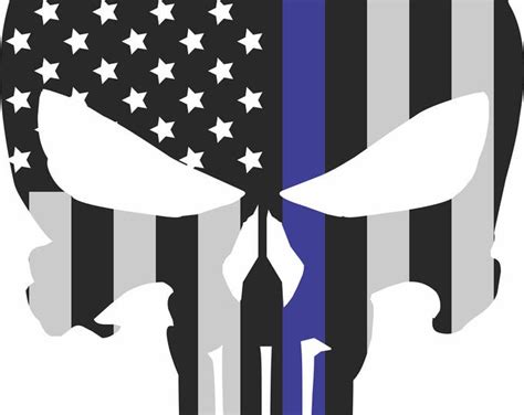 Thin Blue Line Punisher American Flag Vinyl Sticker 4 Etsy