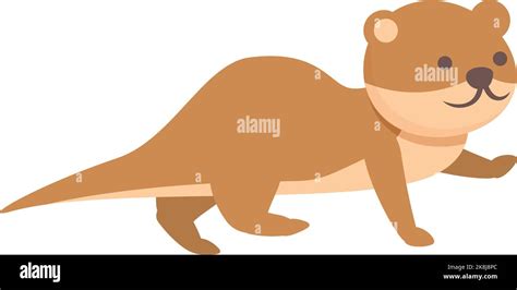 Walking Weasel Icon Cartoon Vector Stoat Animal Cute Mink Stock