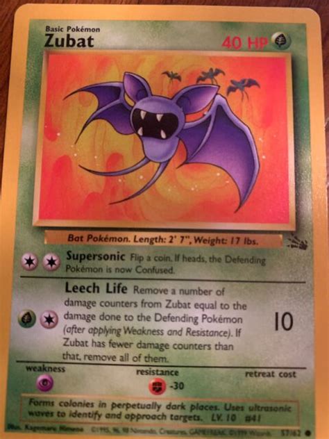 Rare 1995 Zubat Pokemon Card Ebay