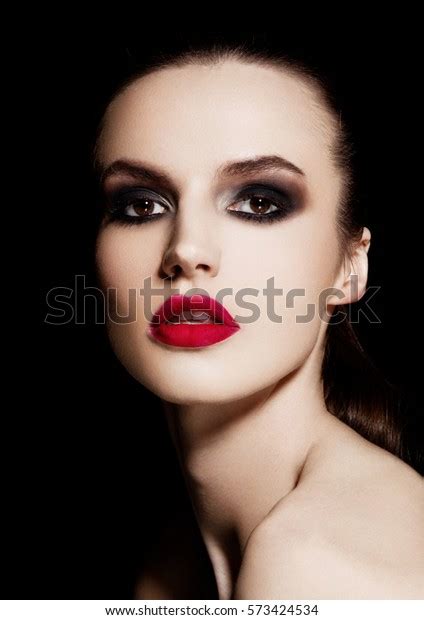 Beauty Smokey Eyes Red Lips Makeup Stock Photo 573424534 Shutterstock
