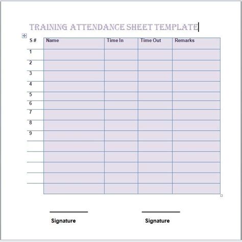 25 Free Training Attendance Sheet Templates Templates Bash