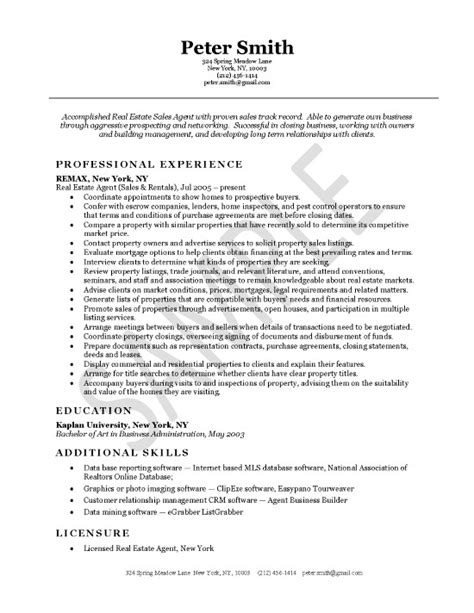 Real Estate Agent Resume Template Tutoreorg Master Of Documents