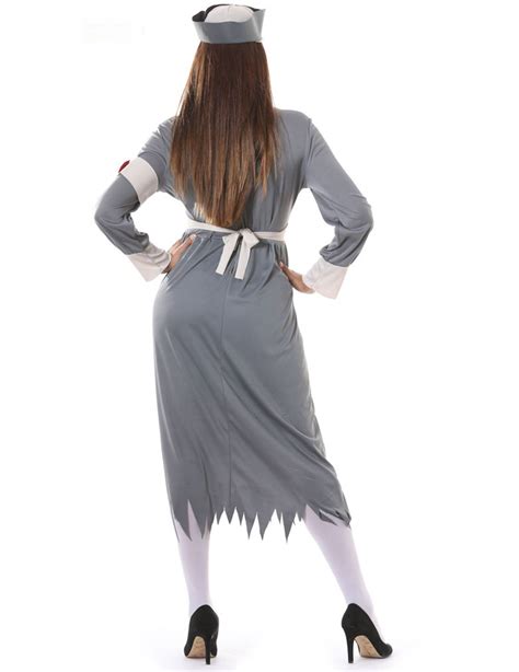 zombie krankenschwesterkostüm retro halloween kostüm weiss grau rot günstige faschings kostüme