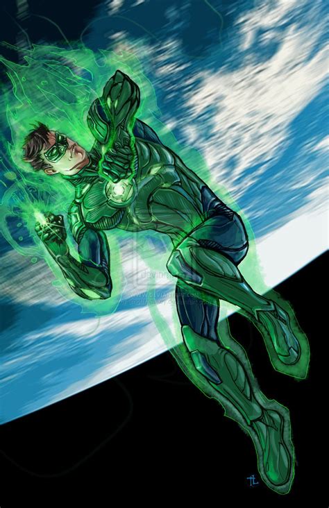 The Green Lantern Is Flying Through The Air With His Hands On His Hips