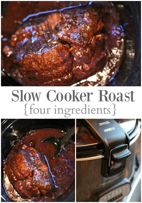 How to cook a chuck roast in the slow cooker~easy cooking. Four Ingredient Slow Cooker Roast | Slow cooker roast, Rib roast slow cooker, Crockpot recipes ...