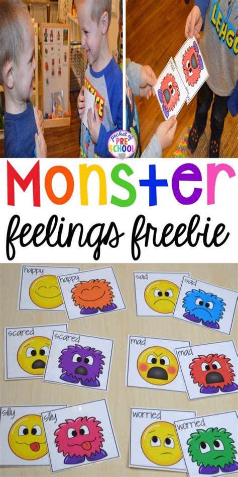 Free Monster Feeling Cards And Games For Preschool Pre K And Kindergarten