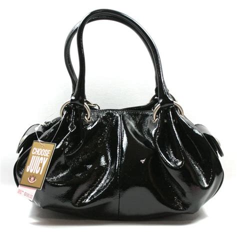 Juicy Couture Black Patent Leather Fluffy Handbag Yhru Juicy Couture Yhru