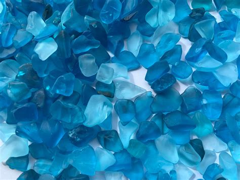 Smooth Sea Glass Blue Tumbled Sea Glass Lot 8 15mm Blue Sea Etsy
