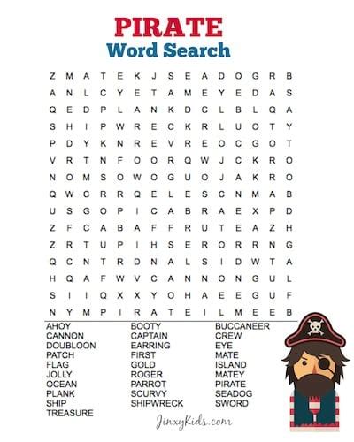 Free Printable Pirate Word Search Puzzle Jinxy Kids