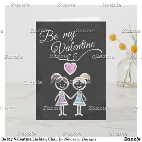 be my valentine lesbian chalkboard themed holiday card holiday design card