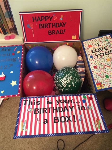 Surprise unique birthday gifts for him. Birthday in a box | Homemade birthday gifts, Birthday care ...