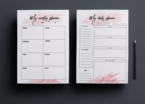 Weekly Planner Daily Planner Stationery Templates ~ Creative Market