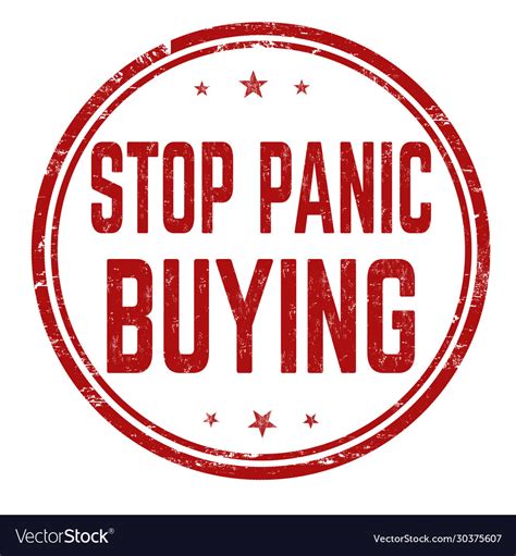Stop Panic Buying Grunge Rubber Stamp Royalty Free Vector