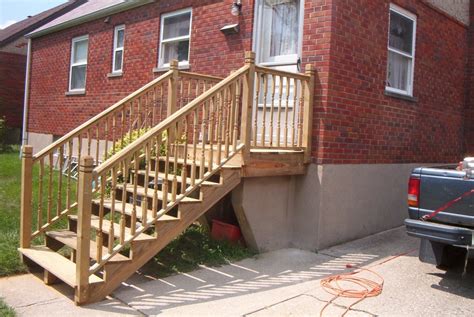 Ibc section 1027.3 states that exterior exit stairways and ramps shall be open on not less than one side, except for required structural columns, beams, handrails, and guardrails. Awesome Outdoor Wooden Stairs #5 Wood Stair Railings For Outdoor Steps | Newsonair.org