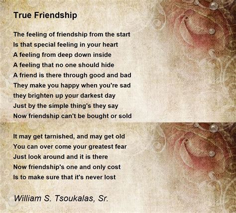 True Friendship Poem By William S Tsoukalas Sr Poem Hunter