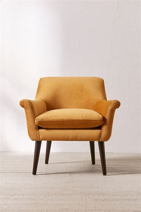 The cosy bronte lounge chair is upholstered in luxurious mustard yellow velvet, a plush choice for the living room, bedroom or hotel lounge. Decorating with Mustard Yellow | Velvet armchair, Armchair ...