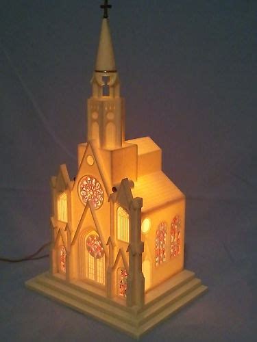 Vintage Raylite Electric Lighted Music Box Plastic Christmas Church S