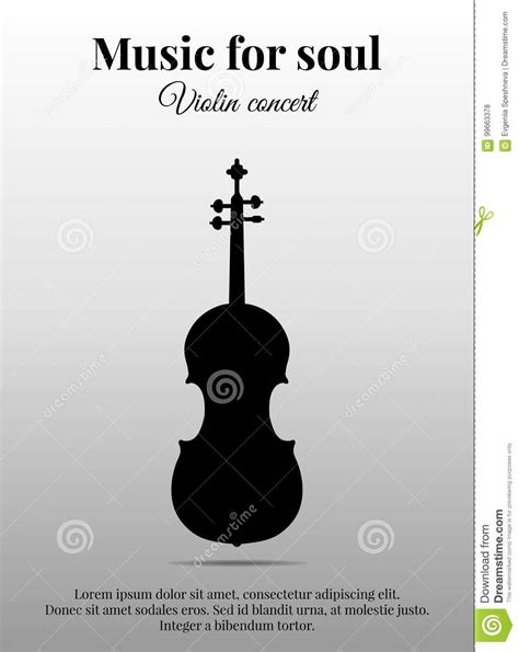 Poster With Violin Black Silhouette Vector Illustration Stock Vector