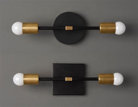 Check spelling or type a new query. Mid Century Wall Sconce Black & Brass Modern Industrial ...