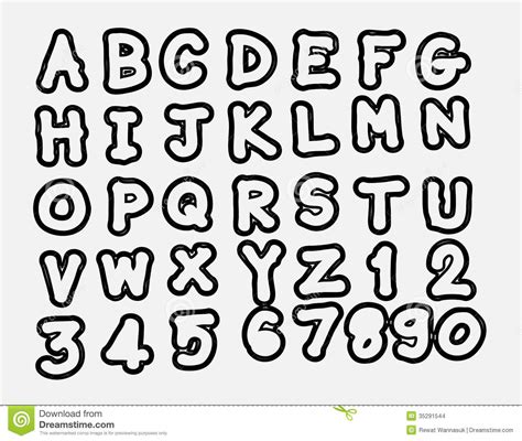 Real Hand Drawn Letters Font Written With A Pen Stock Illustration