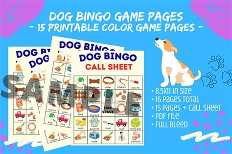 Dog Bingo Game Sheets Colorful And Fun For Kids And Adults