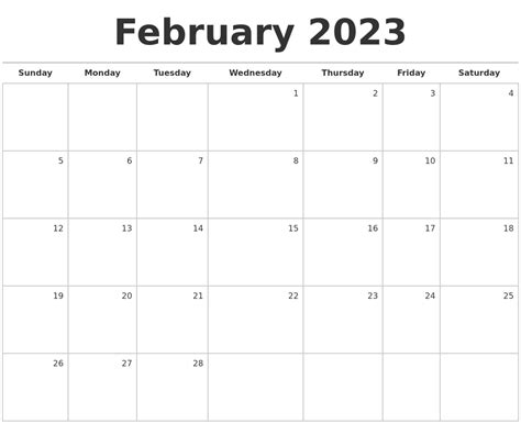 February 2023 Calendar Free Printable With Holidays February 2023