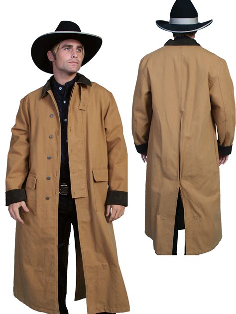 Scully Rangewear Mens Brown 100 Cotton Long Overcoat Duster Coat The