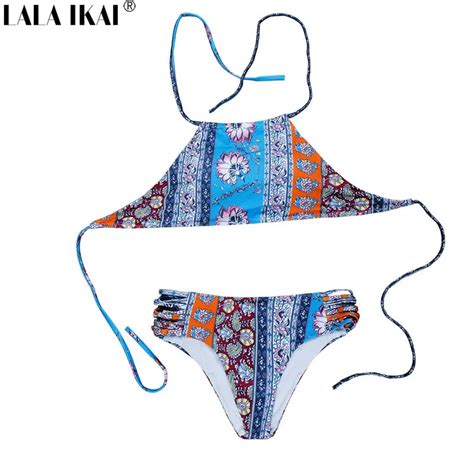 Lala Ikai Bikini Set Sexy Bandage Wire Free Swimsuits Swimming Suit For Women Swimwear Beach